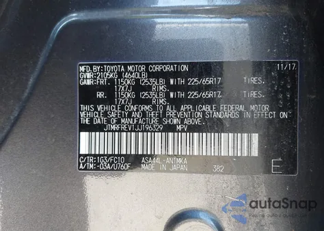 2018 Toyota Rav4 Xle from USA, damaged, VIN JTMRFREV1JJ196329